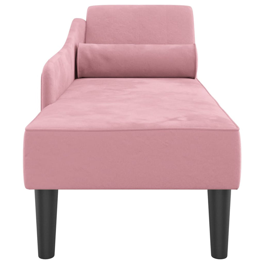 Chaise Longue Met Kussens Fluweel Roze