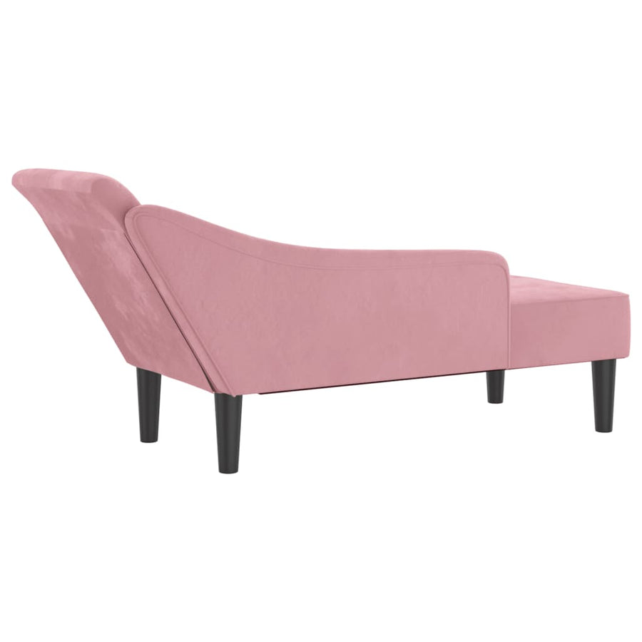 Chaise Longue Met Kussens Fluweel Roze