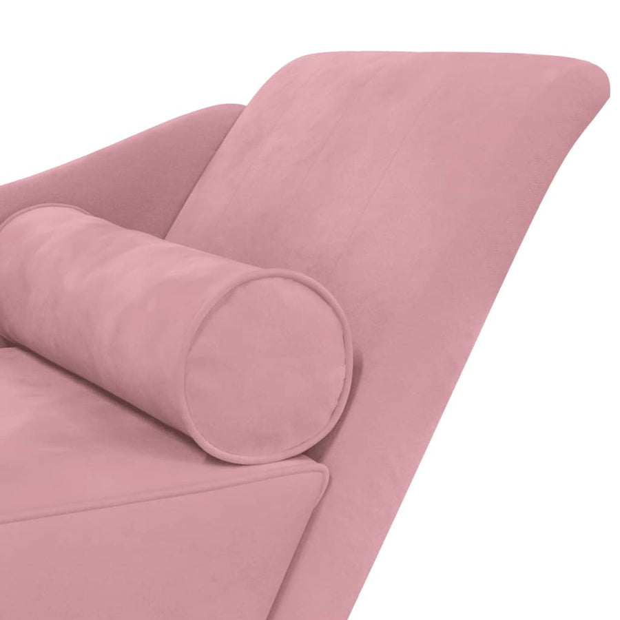 Chaise Longue Met Kussens Fluweel Roze