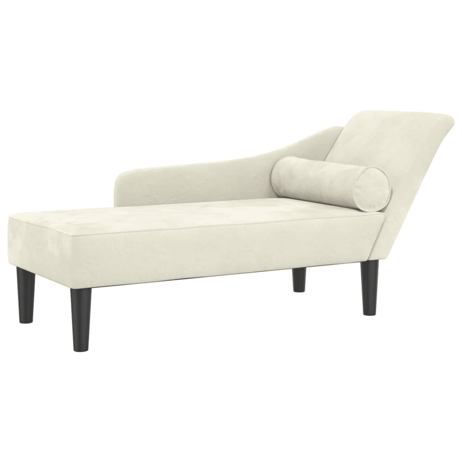 Chaise Longue Met Kussens Fluweel Kleurig Crème