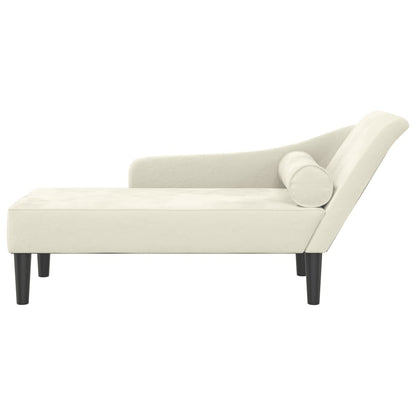 Chaise Longue Met Kussens Fluweel Kleurig Crème