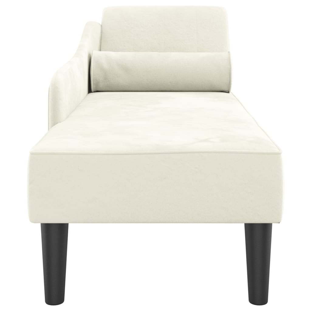 Chaise Longue Met Kussens Fluweel Kleurig Crème