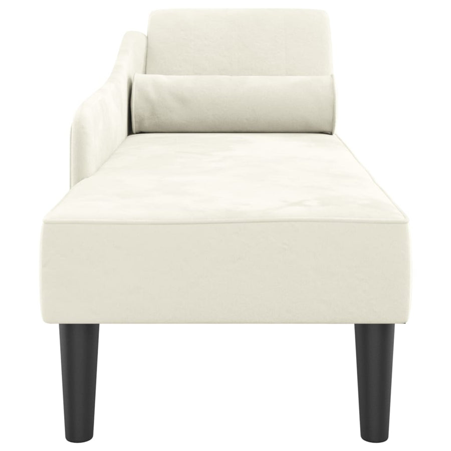Chaise Longue Met Kussens Fluweel Kleurig Crème