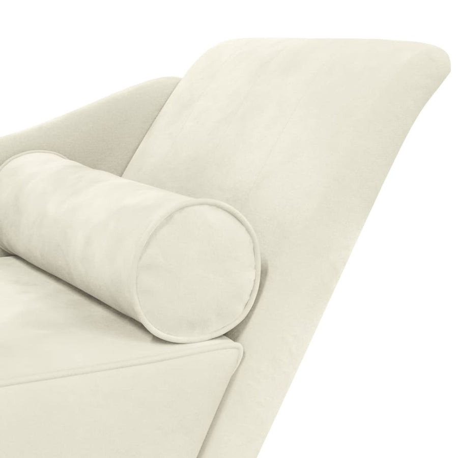 Chaise Longue Met Kussens Fluweel Kleurig Crème