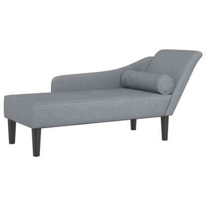 Chaise longue met kussens stof lichtgrijs