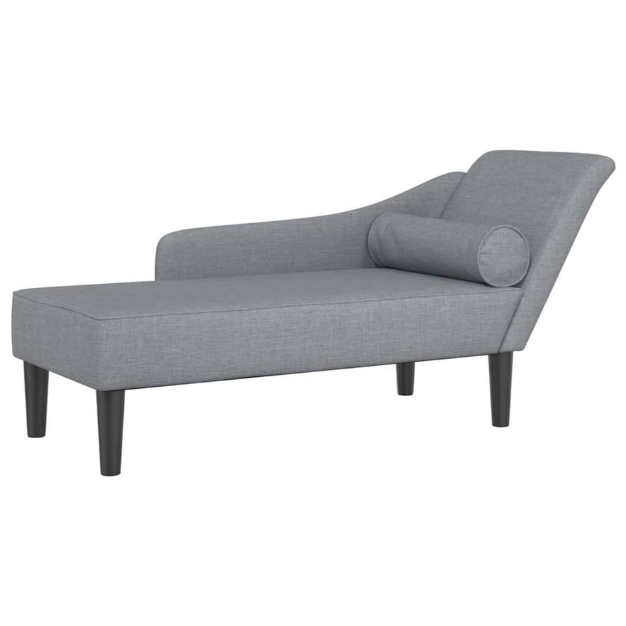 Chaise longue met kussens stof lichtgrijs