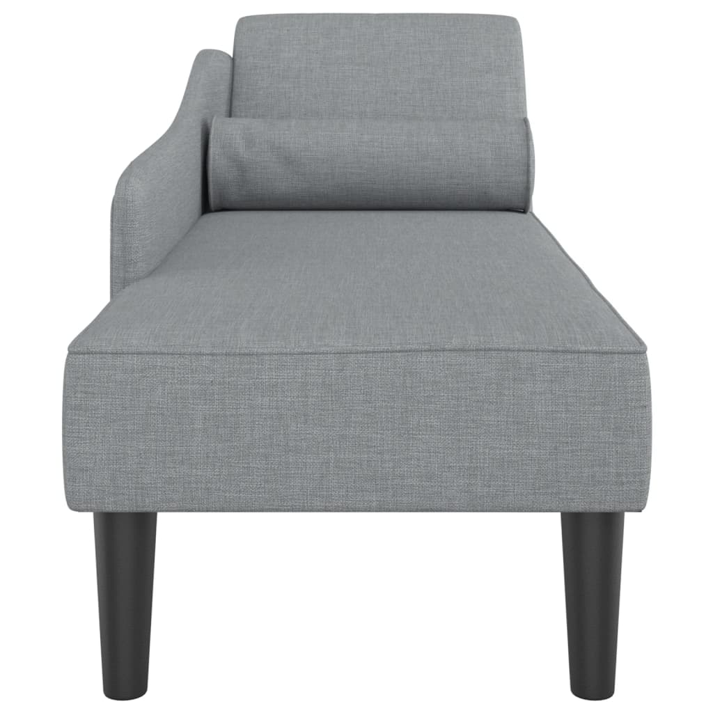 Chaise longue met kussens stof lichtgrijs