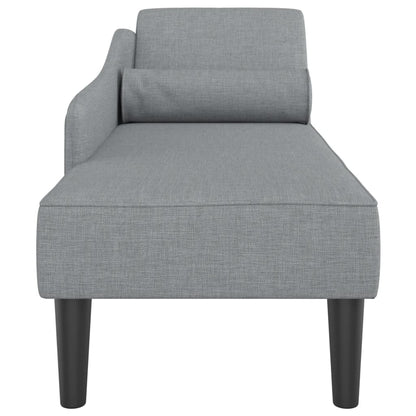 Chaise longue met kussens stof lichtgrijs