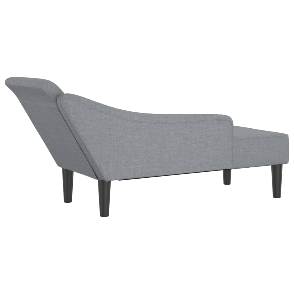 Chaise longue met kussens stof lichtgrijs