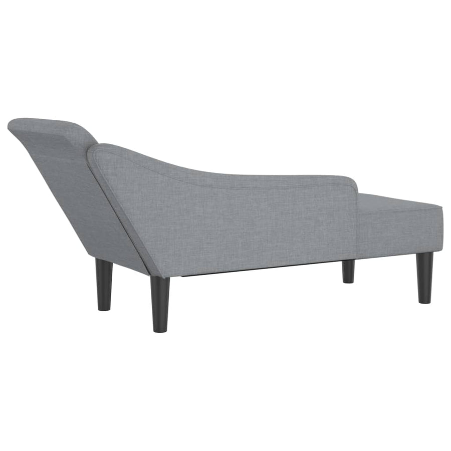 Chaise longue met kussens stof lichtgrijs