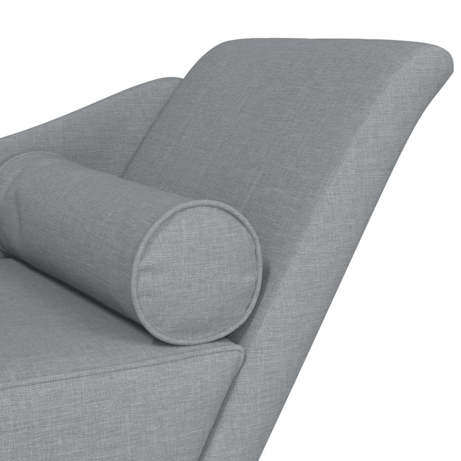 Chaise longue met kussens stof lichtgrijs