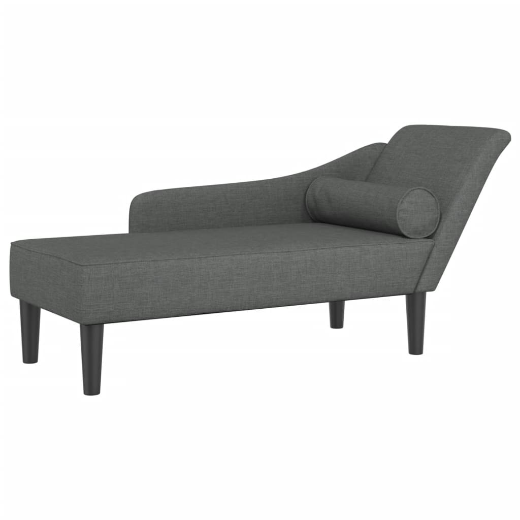 Chaise longue met kussens stof donkergrijs