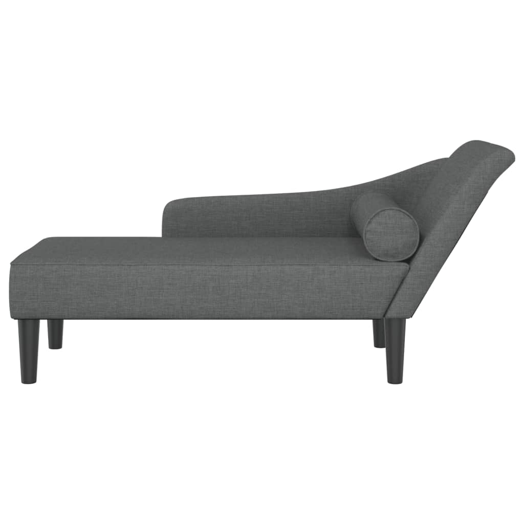 Chaise longue met kussens stof donkergrijs