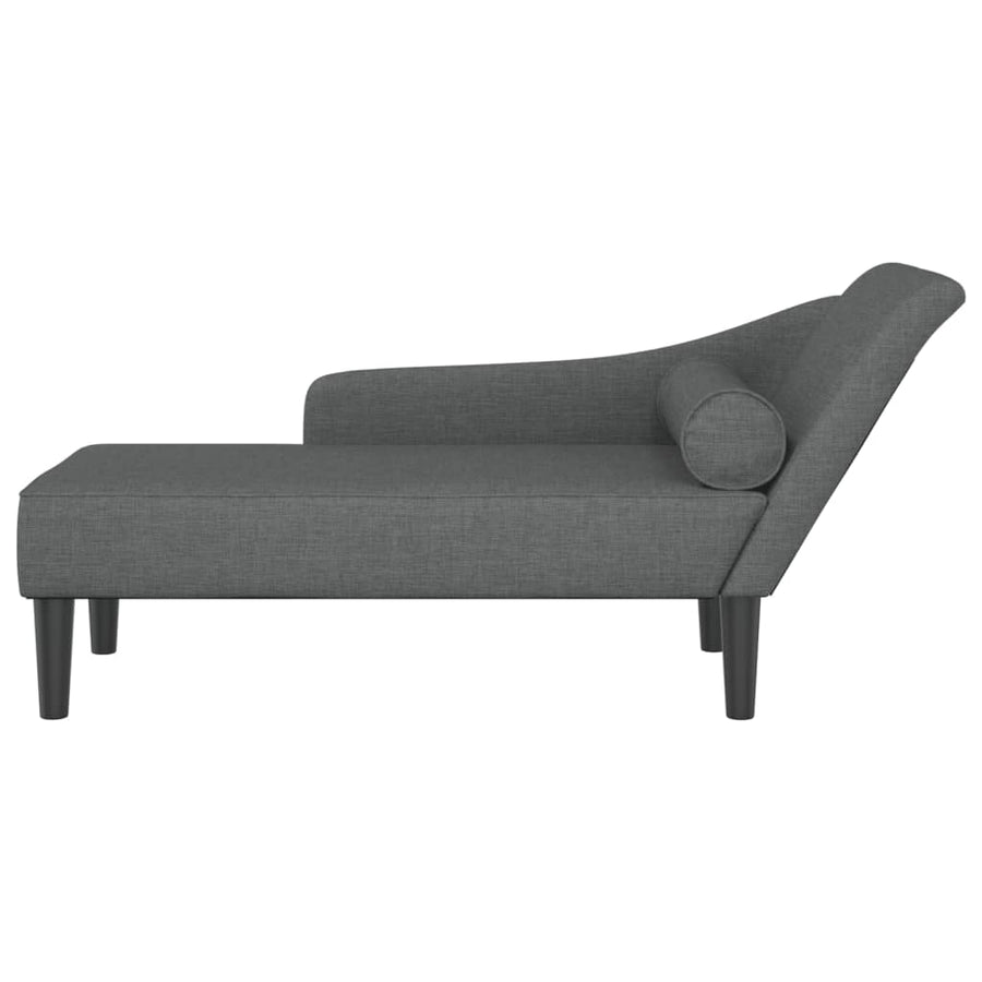 Chaise longue met kussens stof donkergrijs