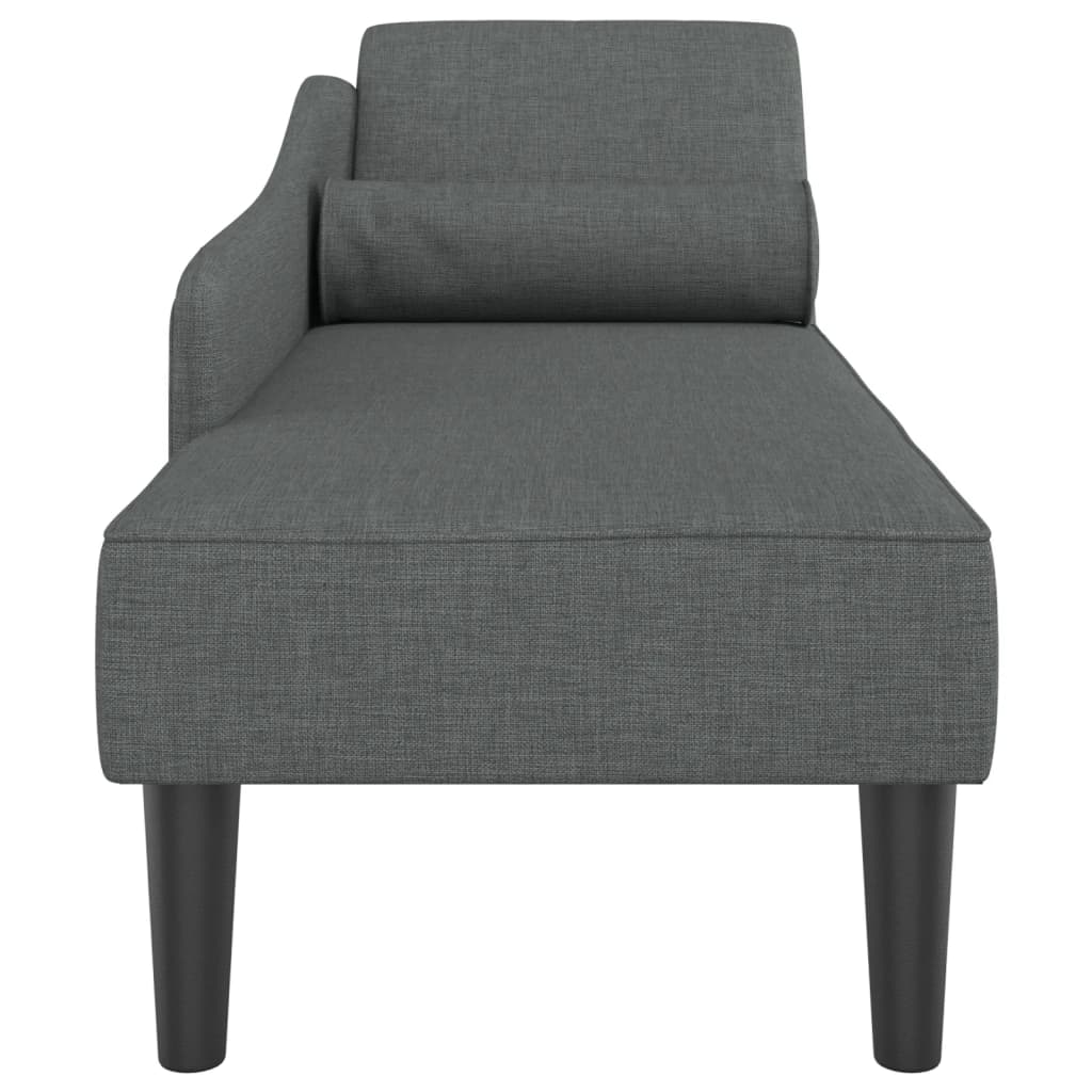 Chaise longue met kussens stof donkergrijs