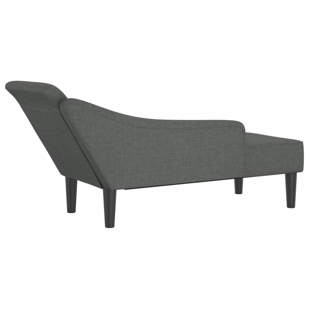 Chaise longue met kussens stof donkergrijs