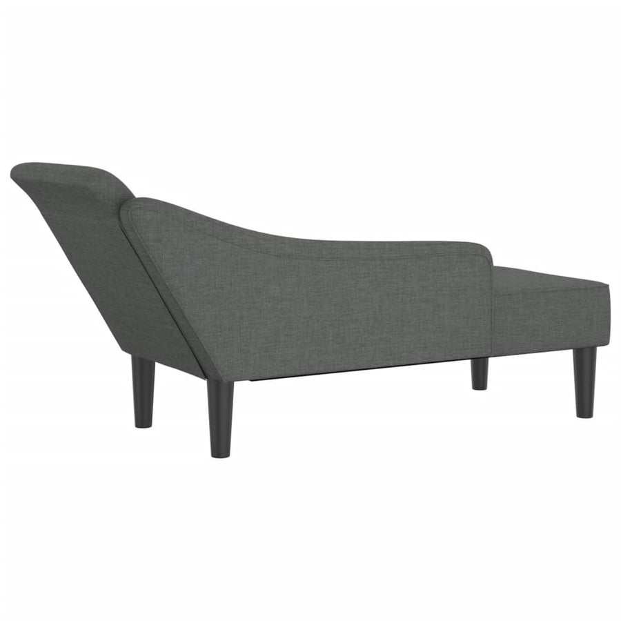 Chaise longue met kussens stof donkergrijs