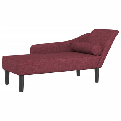 Chaise longue met kussens stof wijnrood