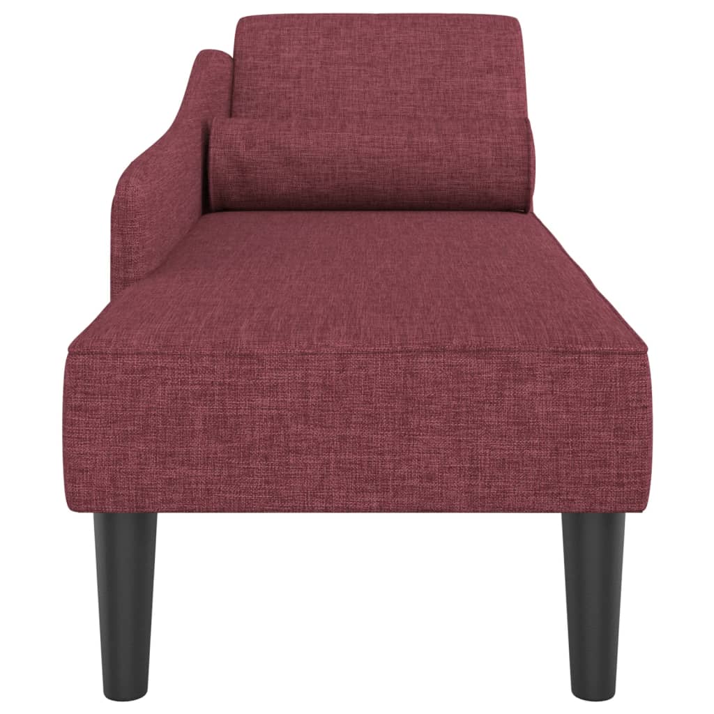 Chaise longue met kussens stof wijnrood