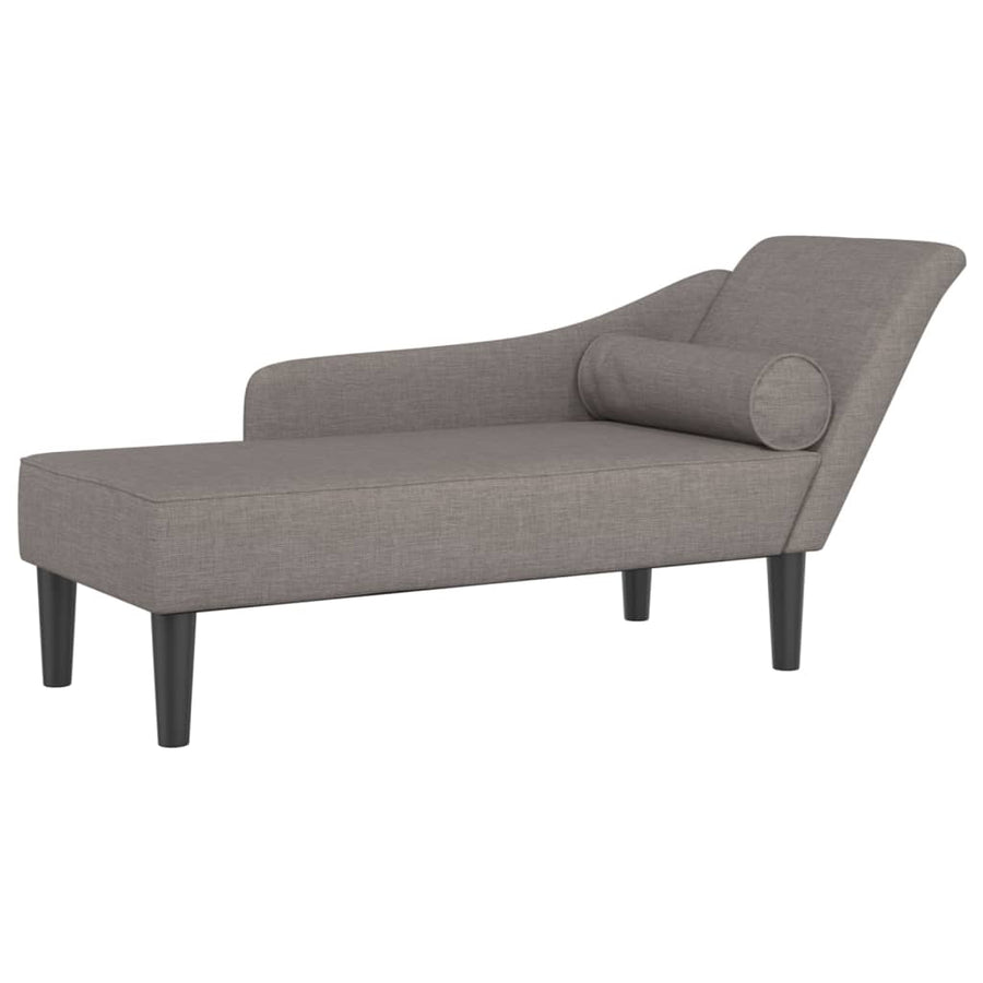 Chaise longue met kussens stof taupe