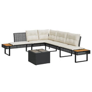 Loungeset 2-delig poly rattan zwart