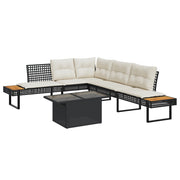Loungeset 2-delig poly rattan zwart