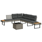 2-Piece Poly Rattan and Glass Grey Lounge Set with Cushions