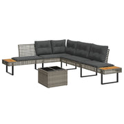 Loungeset 2-delig poly rattan glas grijs