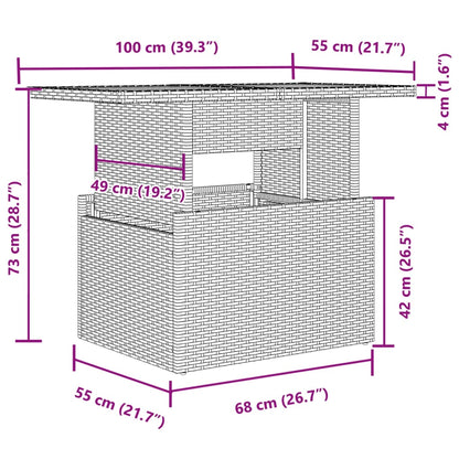 2-delige Loungeset met kussens poly rattan en glas grijs