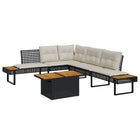 Loungeset 2-delig poly rattan acaciahout zwart