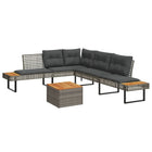 2-Piece Lounge Set with Cushions Poly Rattan and Acacia Wood Grey