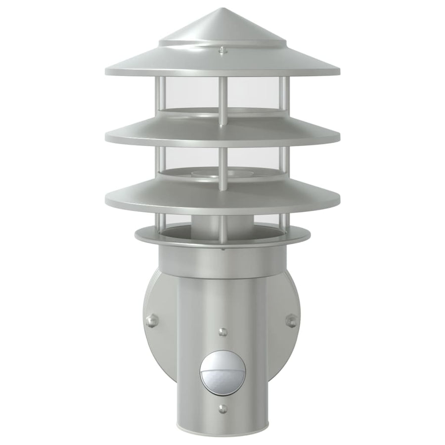 Buitenwandlamp met sensor roestvrij staal zilverkleurig