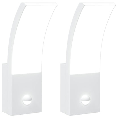 Buitenwandlampen 2 st LED met sensors gegoten aluminium wit