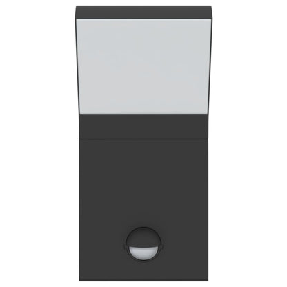 Buitenwandlampen 2 st LED met sensors gegoten aluminium zwart