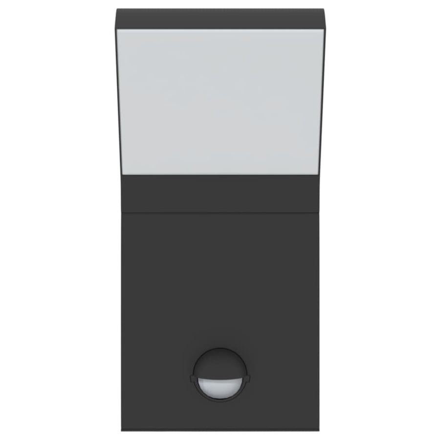 Buitenwandlampen 2 st LED met sensors gegoten aluminium zwart