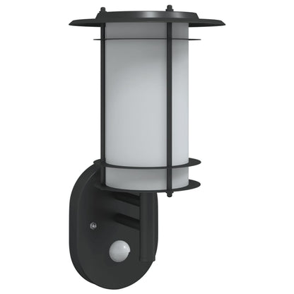 Buitenwandlamp met sensor roestvrij staal zwart