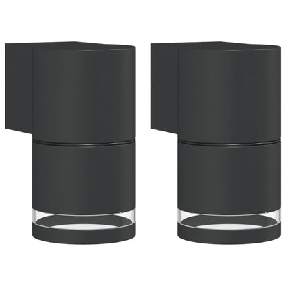 Buitenwandlampen 2 st gegoten aluminium zwart