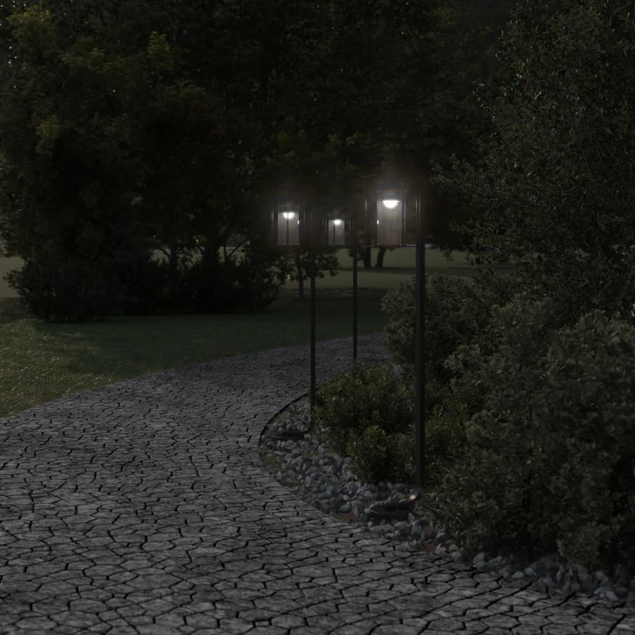 Vloerlamp voor buiten 3 st 100 cm roestvrij staal zwart