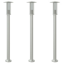 Vloerlamp voor buiten 3 st 100 cm roestvrij staal zilverkleurig