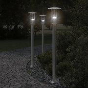 Buiten vloerlamp 3 st 100 cm roestvrij staal zilver