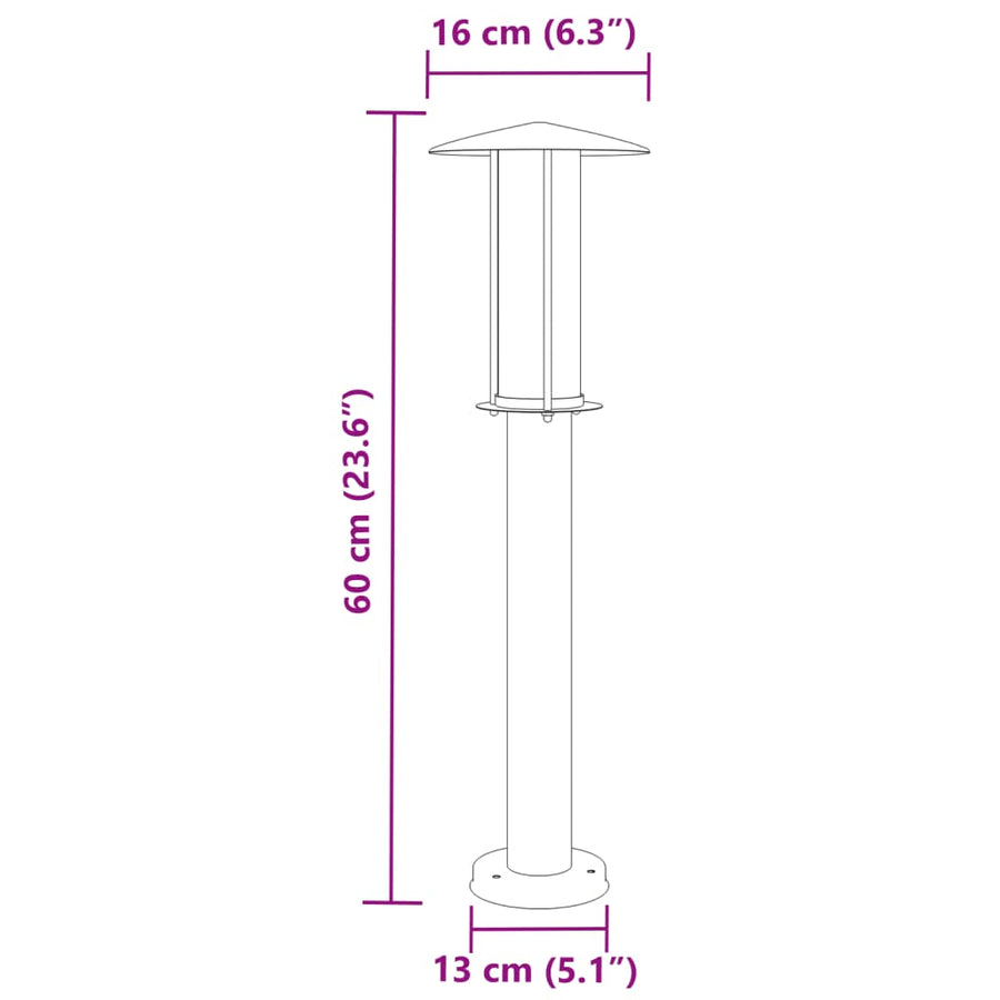 Vloerlamp voor buiten 3 st 60 cm roestvrij staal zwart