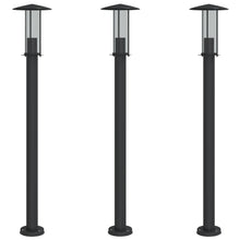 Vloerlamp voor buiten 3 st 100 cm roestvrij staal zwart