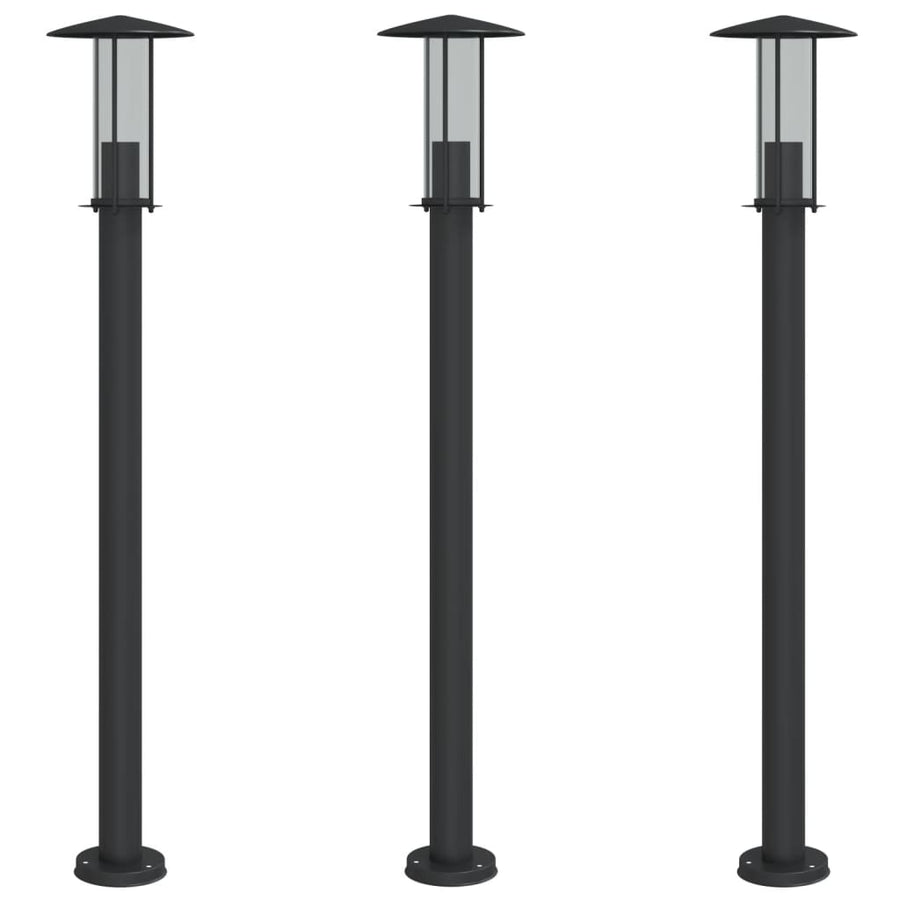 Vloerlamp voor buiten 3 st 100 cm roestvrij staal zwart