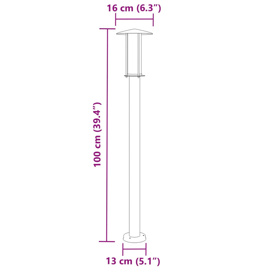 Vloerlamp voor buiten 3 st 100 cm roestvrij staal zwart