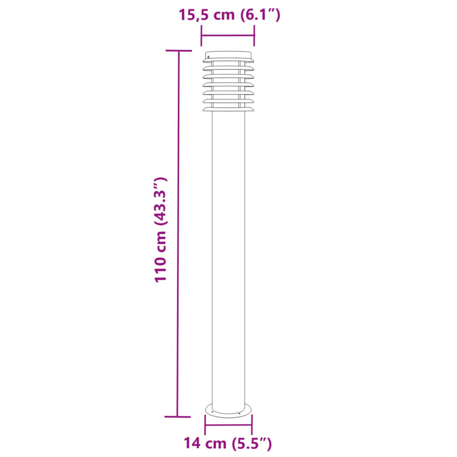 Vloerlamp voor buiten 110 cm roestvrijstaal zwart