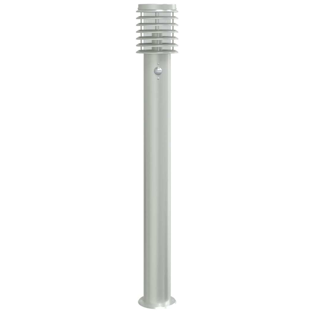 Buitenvloerlampen 3 st met sensors 110 cm roestvrijstaal zilver