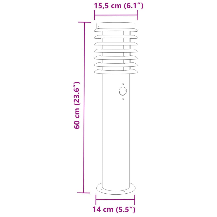 Vloerlamp Voor Buiten 60 Cm Roestvrijstaal Zwart 1
