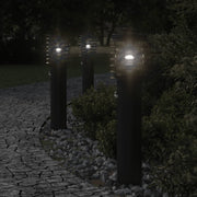 Buiten vloerlampen 3 st roestvrijstaal zwart met sensor