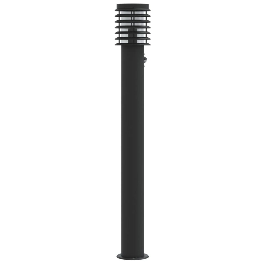 Buitenvloerlampen 3 st met sensors 110 cm roestvrijstaal zwart