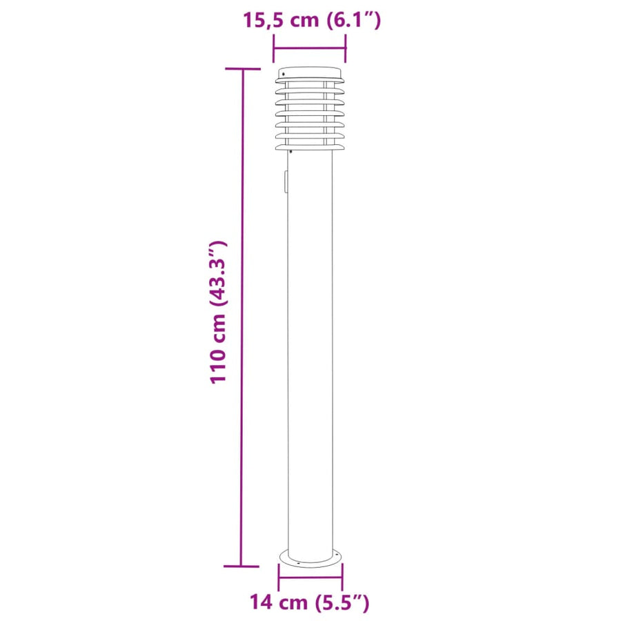 Buitenvloerlamp met stopcontact 110 cm roestvrijstaal zilver